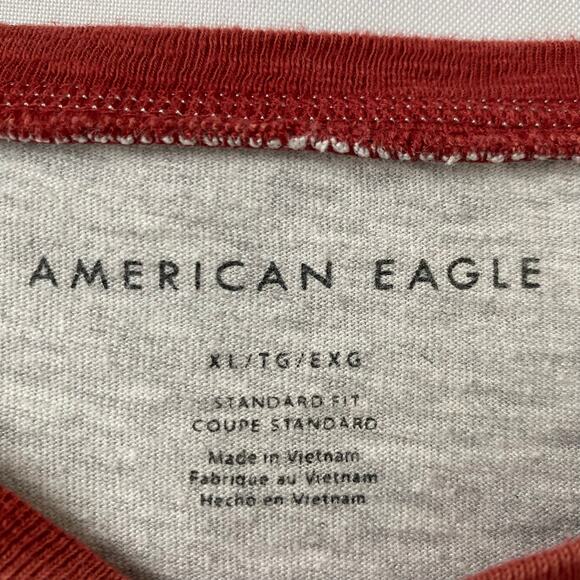 American Eagle Y2K Colorblock Henley Long Sleeve Tee Tshirt Men XL Gray Baseball - Picture 4 of 9
